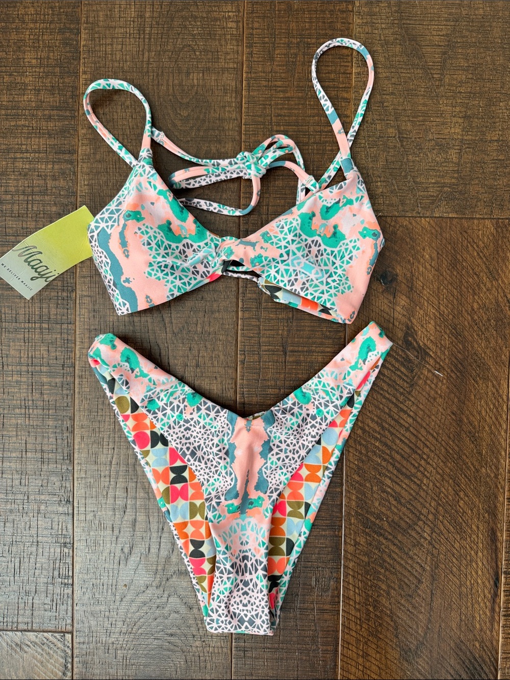 NWT Maaji Kaleidoscope Strappy Triangle Bikini Top and Bottoms